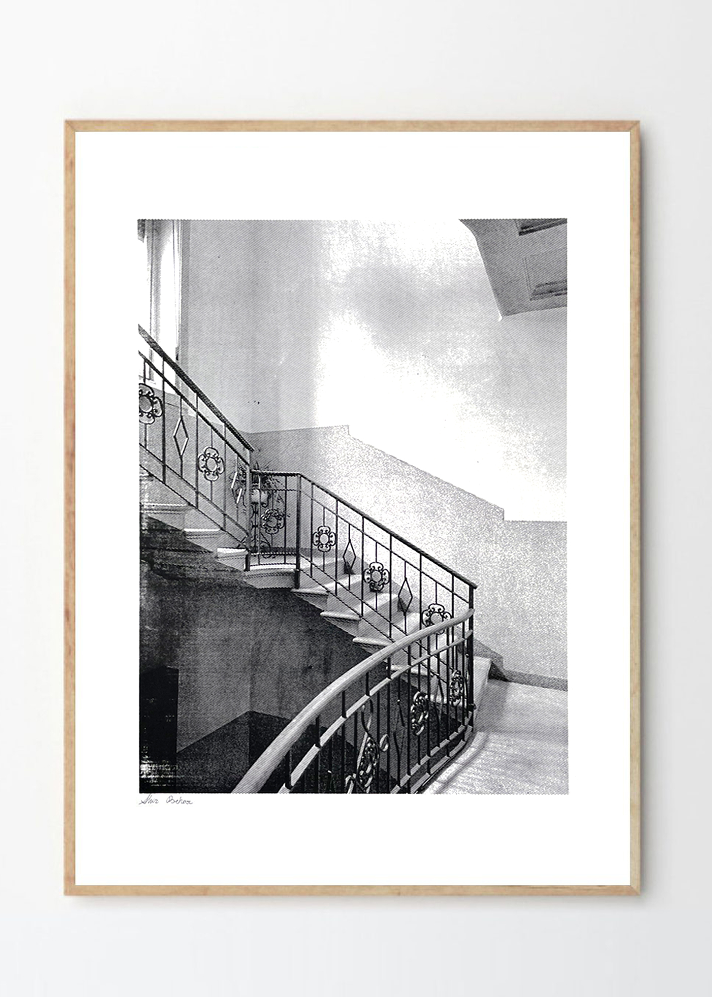 גרם מדרגות איטלקי בשחור לבן - גודל A3