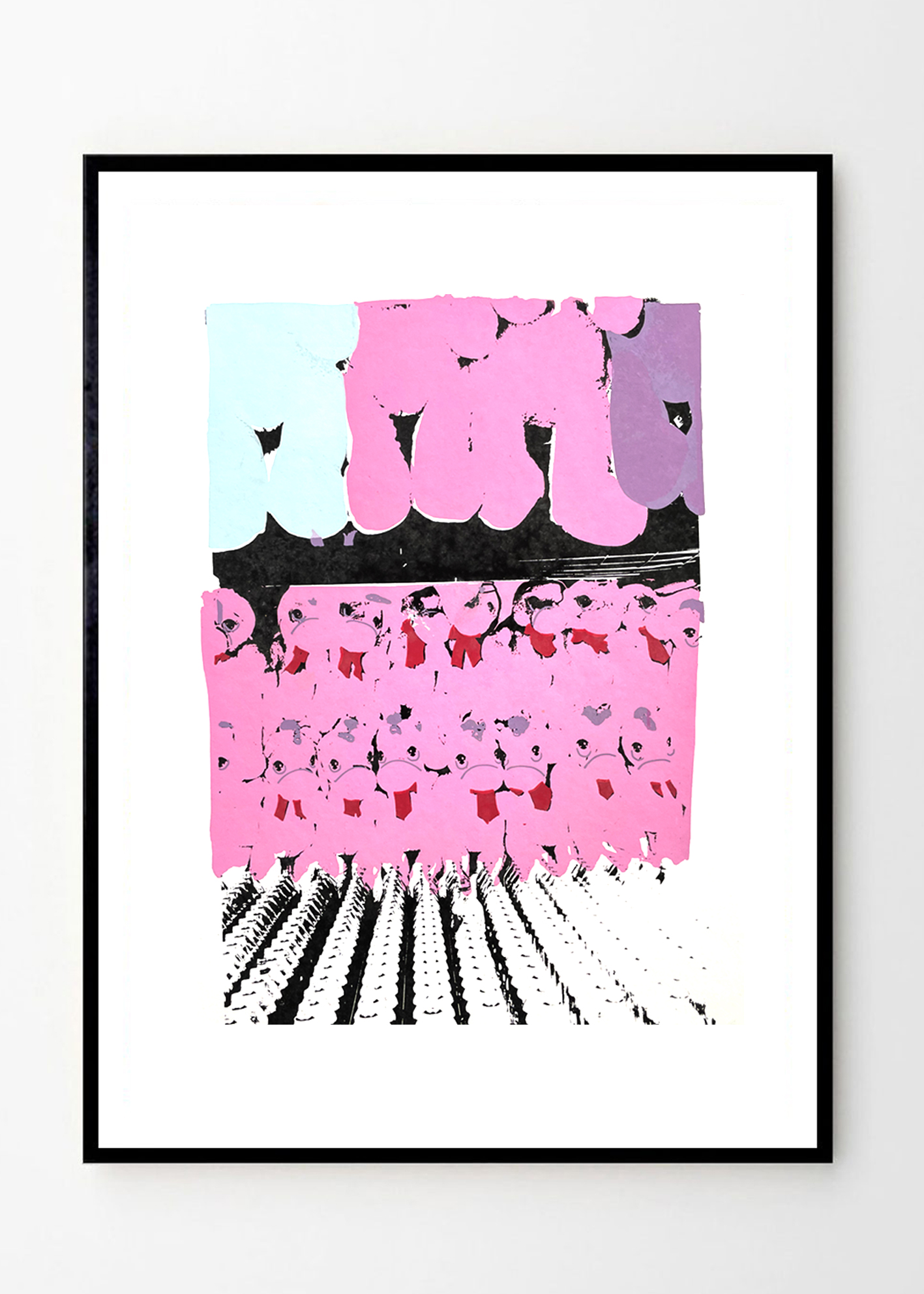 דובי פופ ארט ורודים - גודל A3