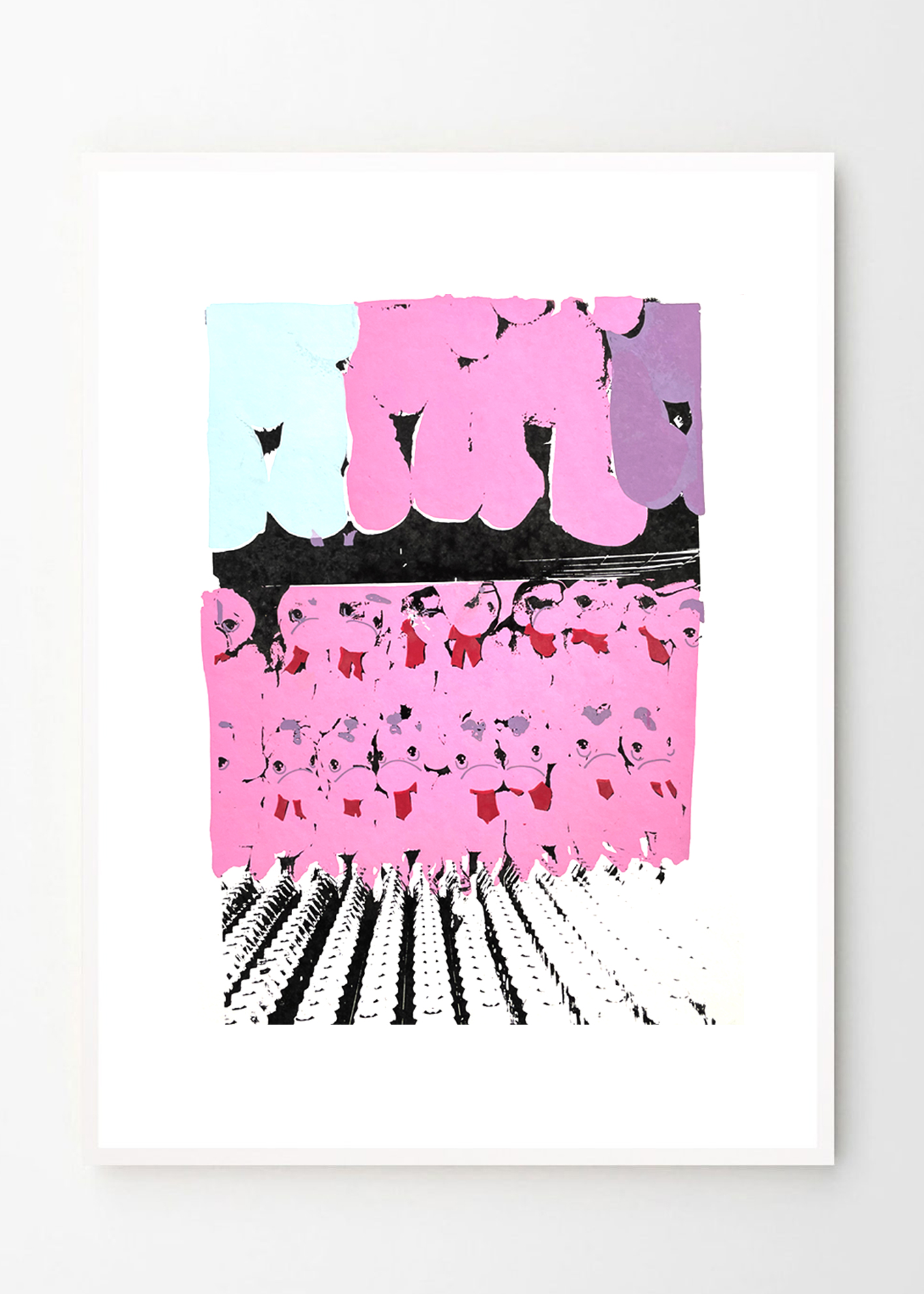 דובי פופ ארט ורודים - גודל A3