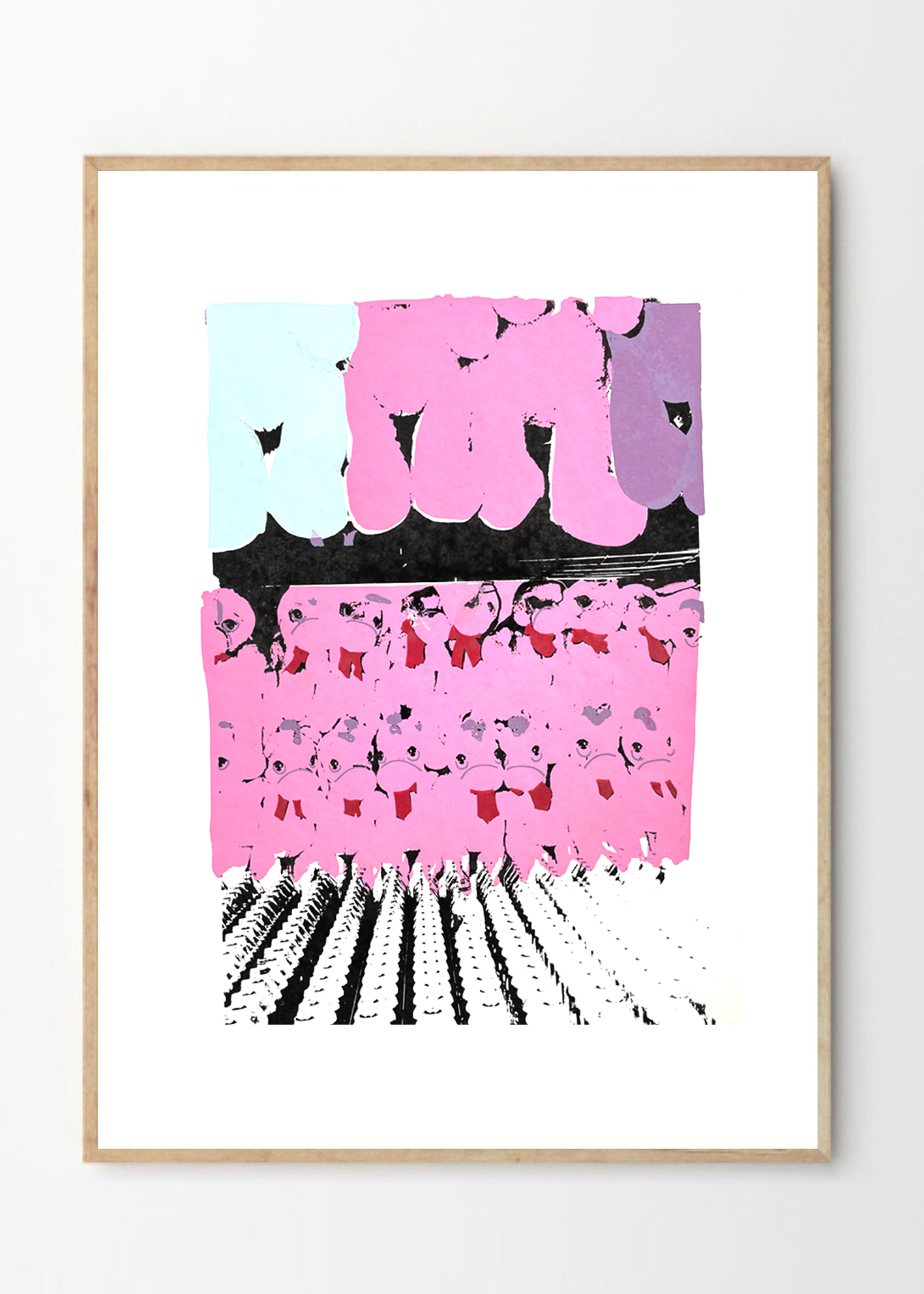 דובי פופ ארט ורודים - גודל A3