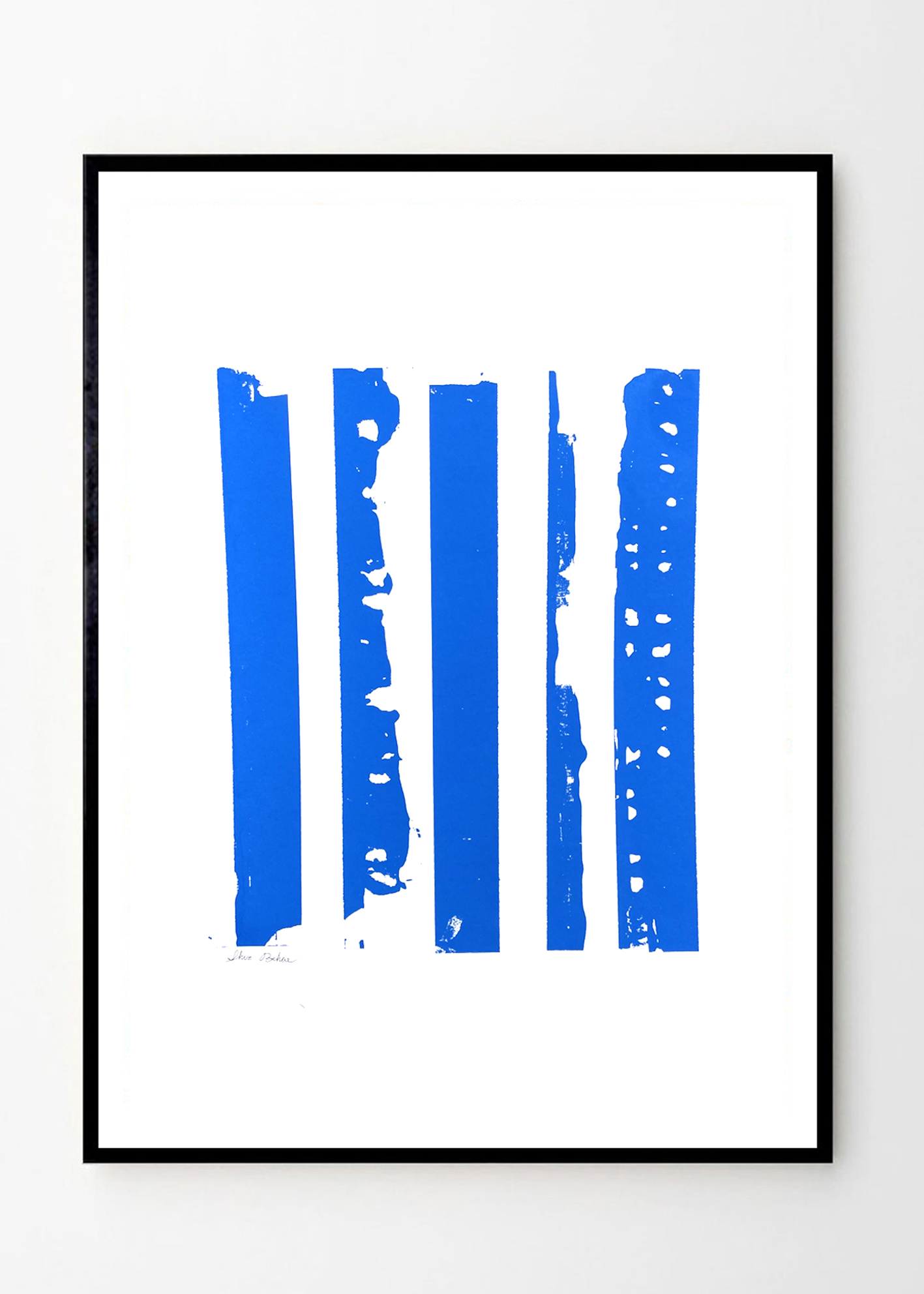 Blue Stripes - גזירי נייר עם הדפסה ידנית גודל A3