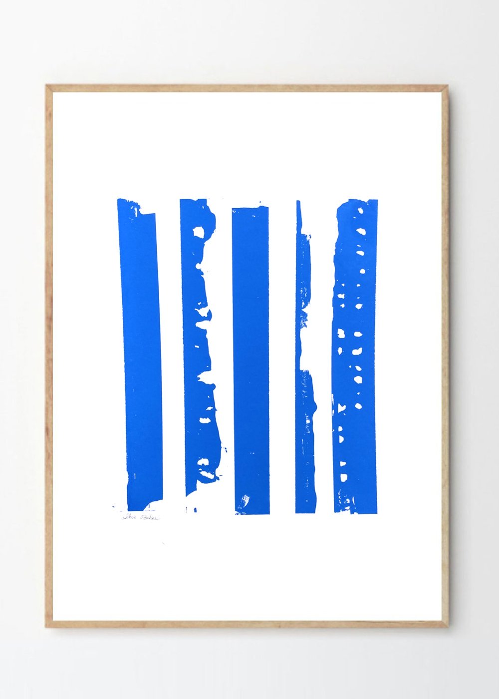 Blue Stripes - גזירי נייר עם הדפסה ידנית גודל A3